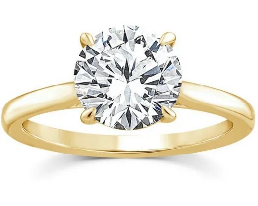 9K YELLOW GOLD 2.00ct F VS LAB DIAMOND RND 4 CLAW RING