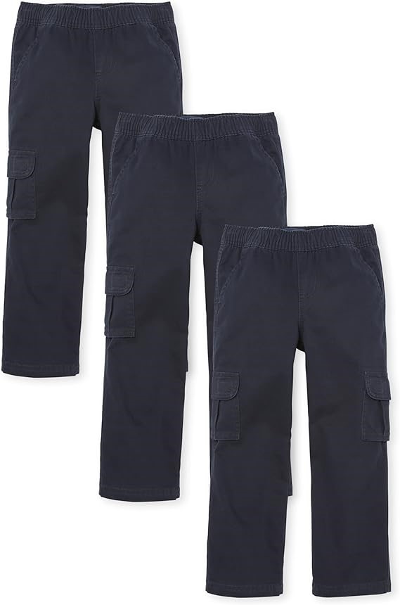 3 x THE CHILDREN'S PLACE Boy's Pull on Cargo Pants, Size 18, New Navy, 3019