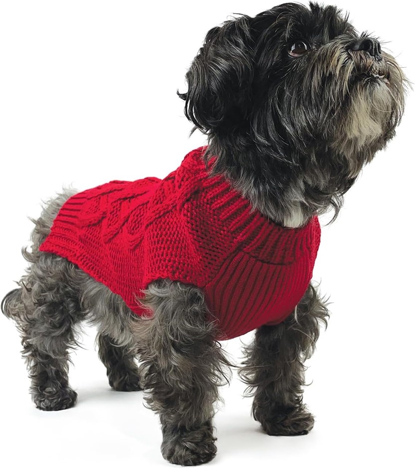 HUSKIMO Diamond Cable Dog Jumper, Scarlett, 22cm, HJDC22SC. Buyers Note -