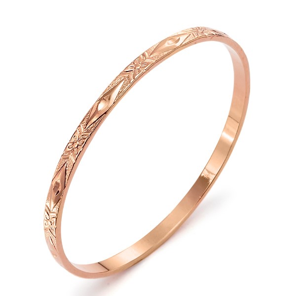 BIJ'OR-18ct Heavy Rose Gold Plated, Filigree Plain 4.5mm Bangle,RRP $125