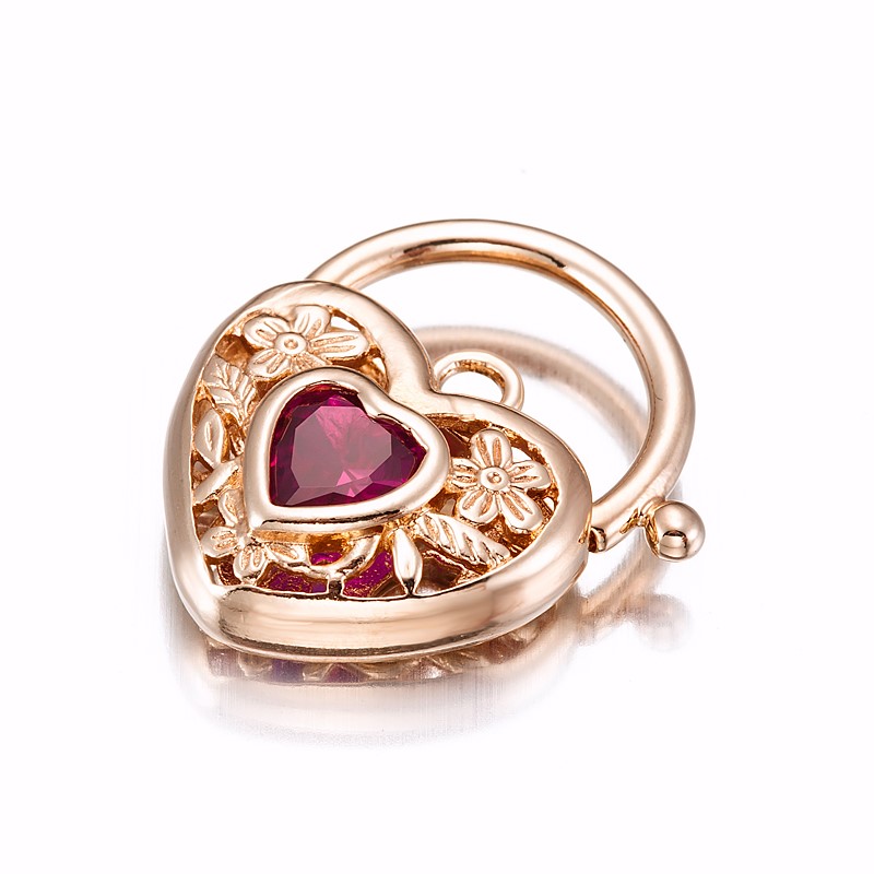 BIJ'OR-18ct RoseGold Plated Simulated Ruby Filigree Heart Locket,RRP $59