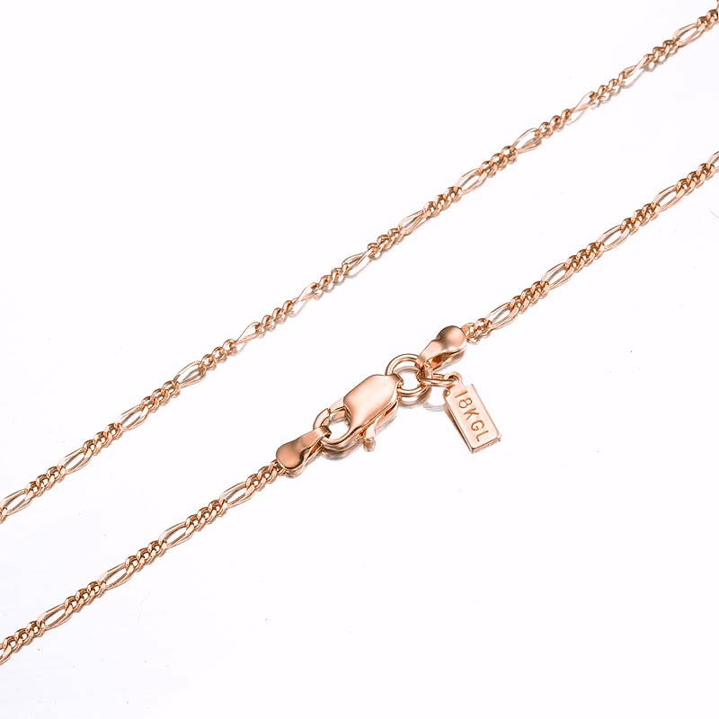 BIJ'OR-18 Inch 18ct Heavy Rose Gold Plated, Fine Figaro Chain,RRP $79