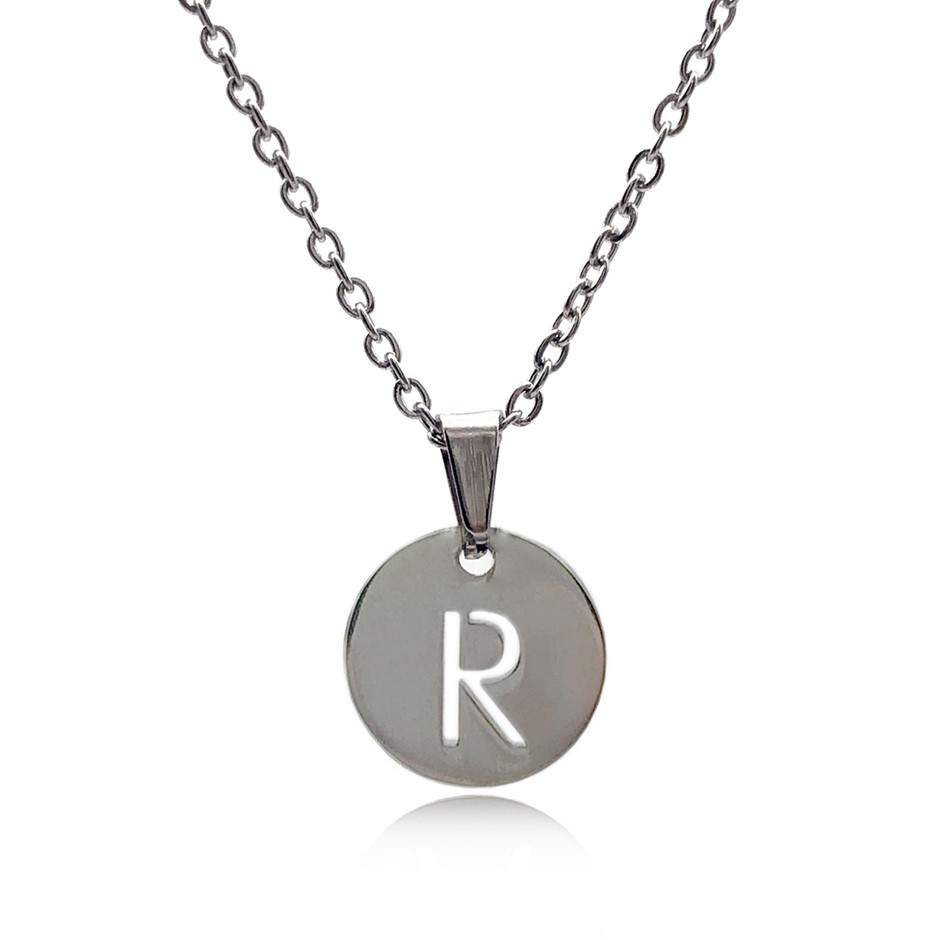 Initial Charm Letter  'R' Pendant Necklace