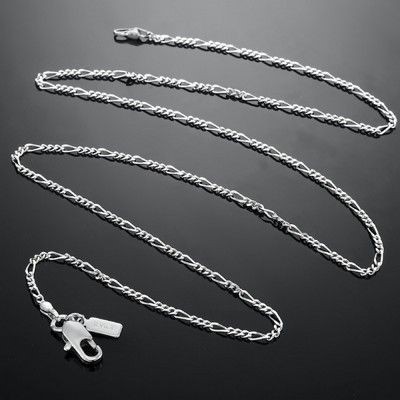 BIJ'OR-20" 925 Sterling Silver Plated Figaro Chain Necklace-USA,RRP $40