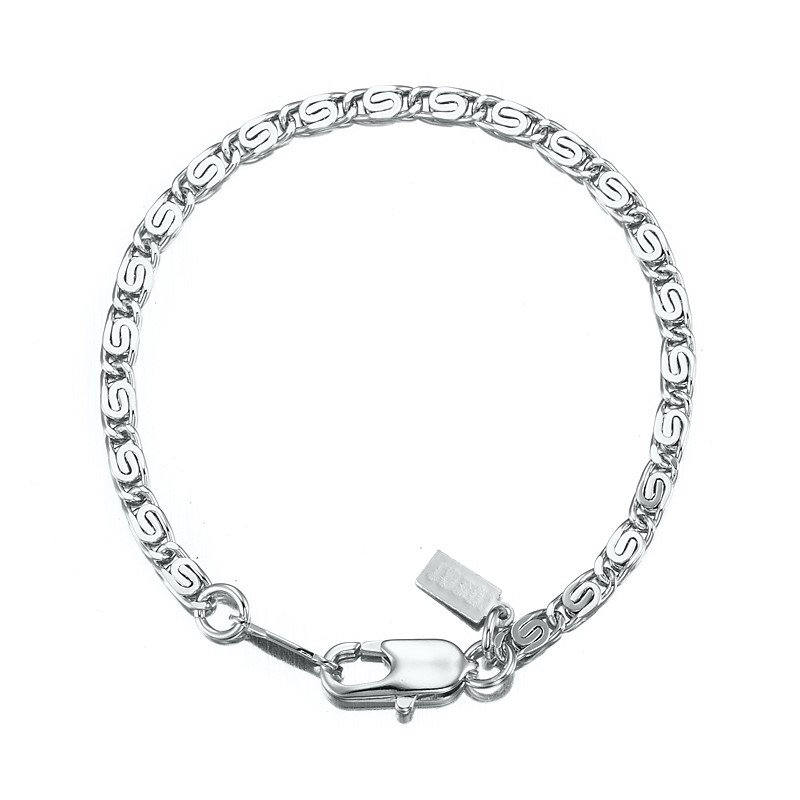 BIJ'OR-5.5" 925 Sterling Plated Scroll Link Child Bracelet w/ Clasp,RRP $30