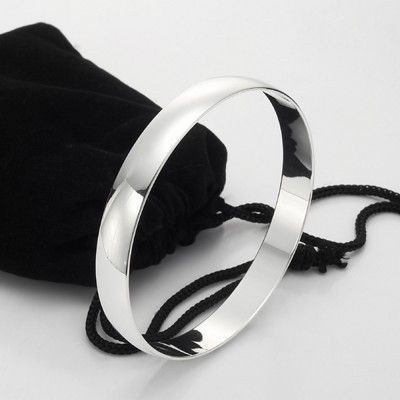 BIJ'OR-925 Sterling Silver Plated, 66mm Wide 10mm Plain Bangle-USA,RRP $65