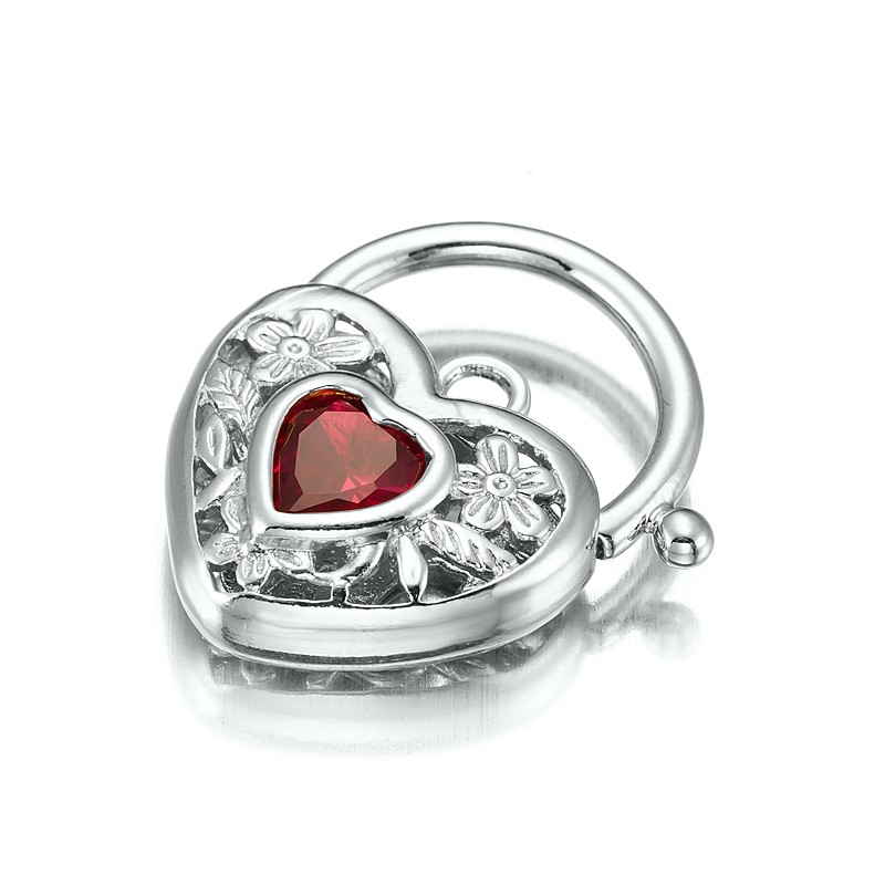 BIJ'OR-925 Sterling Silver Plated Sim. Ruby Filigree Heart Locket,RRP$30