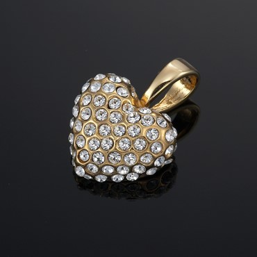 BIJ'OR-18ct Heavy Yellow Gold Plated Crystal Heart Pendant,RRP $99
