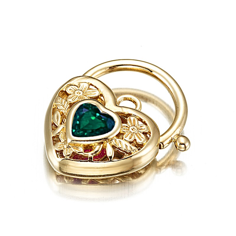 BIJ'OR-18ct Heavy Yellow Gold Plated Green Filigree Heart Locket,RRP $59