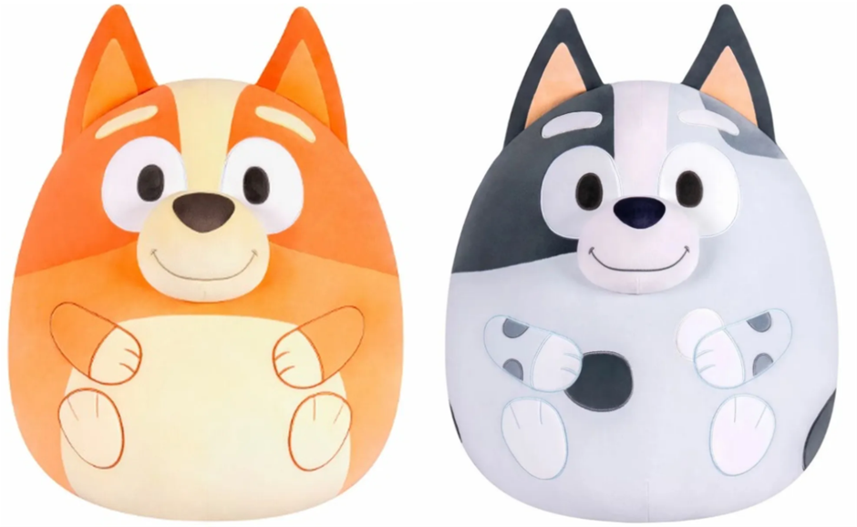 2 x SQUISHMALLOWS Original Jumbo Bluey Plush Toy 51cm, Muffin & Bingo. NB: