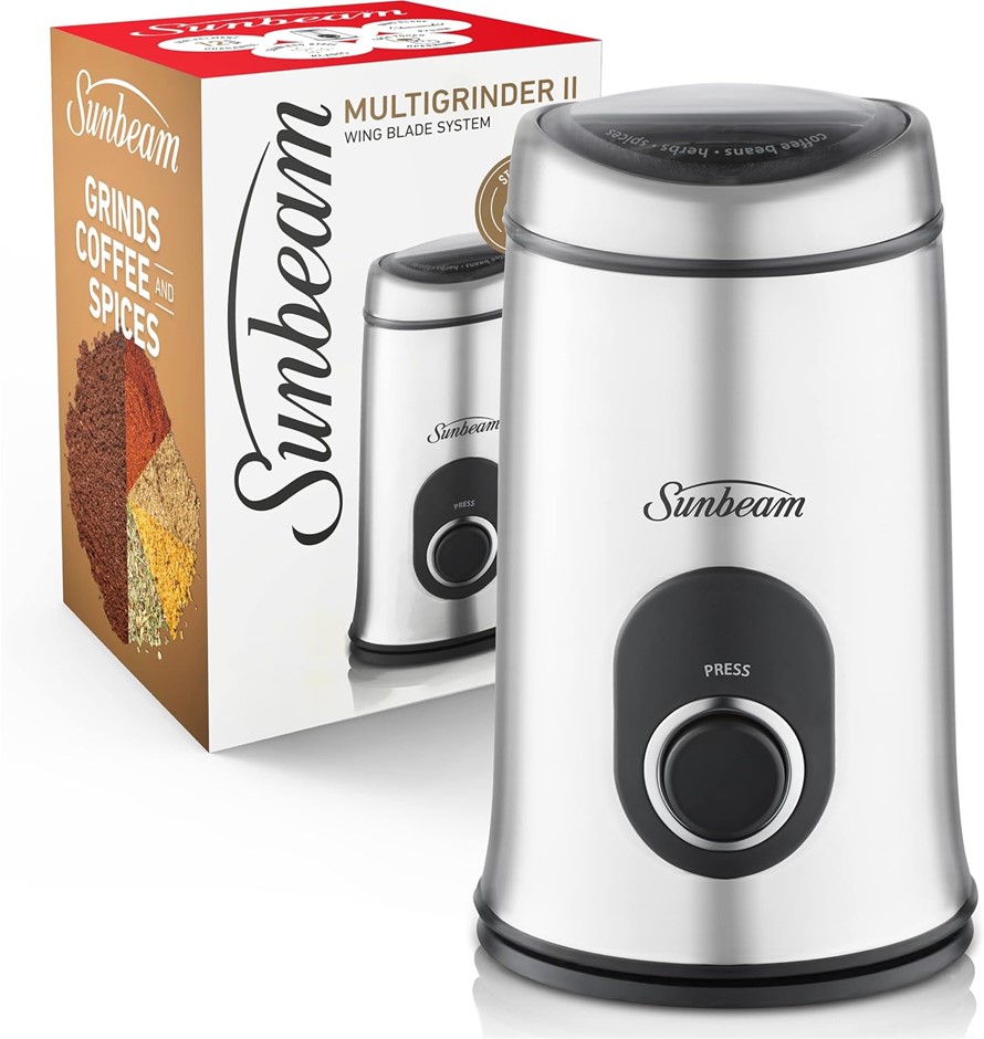 SUNBEAM Multigrinder lI, 165W, One-Touch Control, Stainless, 11.5 x 11.5 x