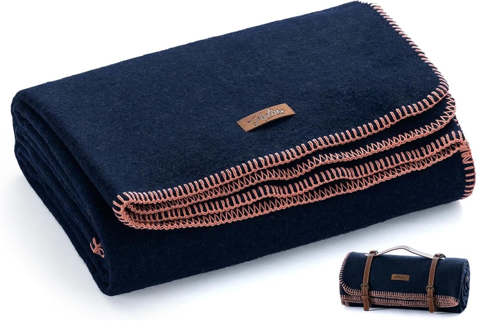 MOLITHE 100% Wool Blanket, 62" x 86", Warm, Thick, Washable, Military Wool