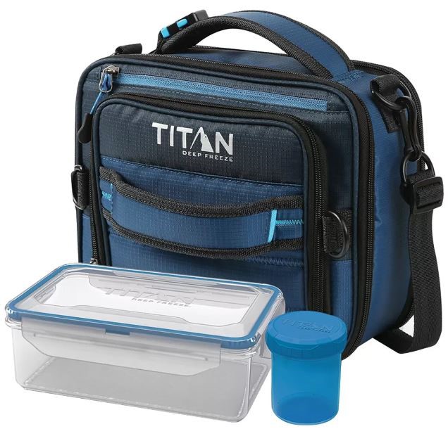 TITAN Expandable Deep Freeze Lunch Pack w/ Ice Packs & Container Set, Blue.