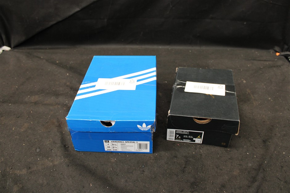 Pair of Jordan 1 Mid Sneakers and Pair of Adidas Sneakers