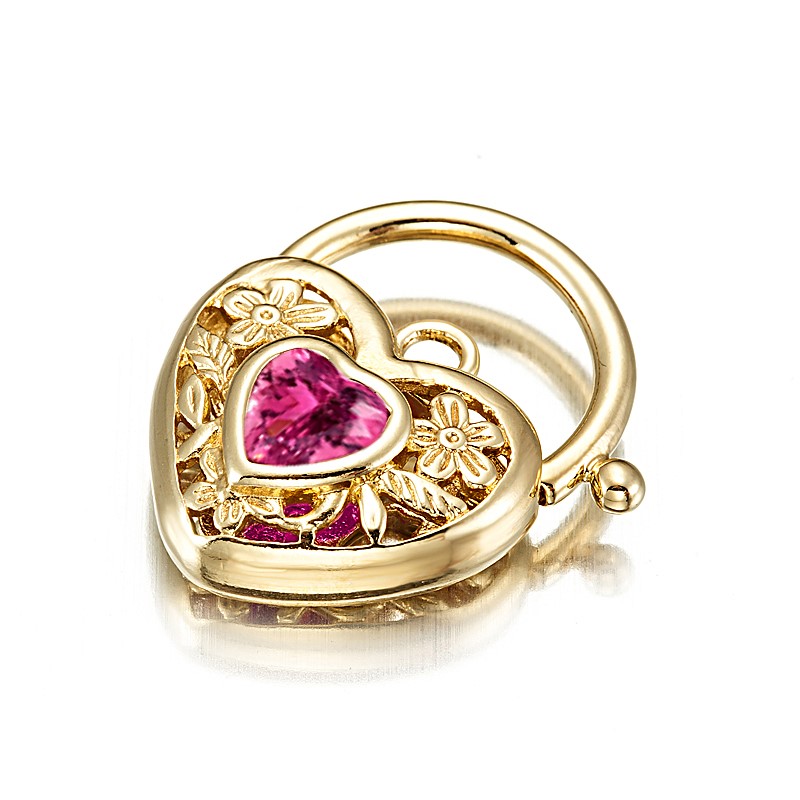 BIJ'OR-18ct Heavy YellowGold Plated Pink Filigree Heart Locket-USA,RRP $59