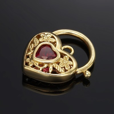 BIJ'OR-18ct Heavy Yellow Gold Plated Ruby Filigree Heart Locket-USA,RRP $59