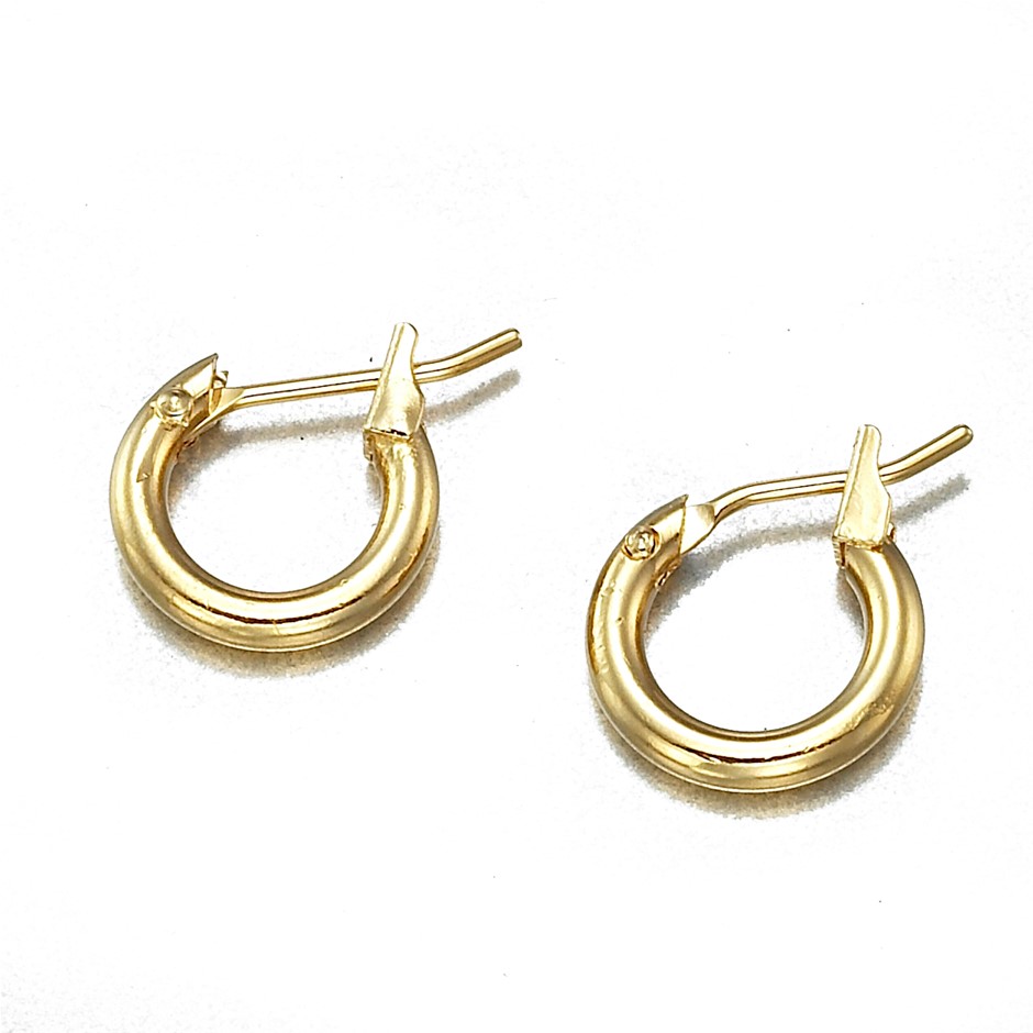 BIJ'OR-18ct Heavy Yellow Gold Plated 6mm & 9mm Hoop Earrings - USA,RRP $29