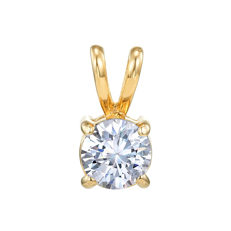 BIJ'OR-18ct Heavy Yellow Gold Round Simulated Diamond Pendant - USA,RRP $49