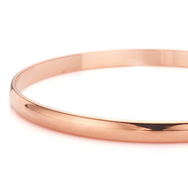 BIJ'OR-5mm Wide 18ct Heavy Rose Gold, 66mm Wide Plain Bangle-USA,RRP $79