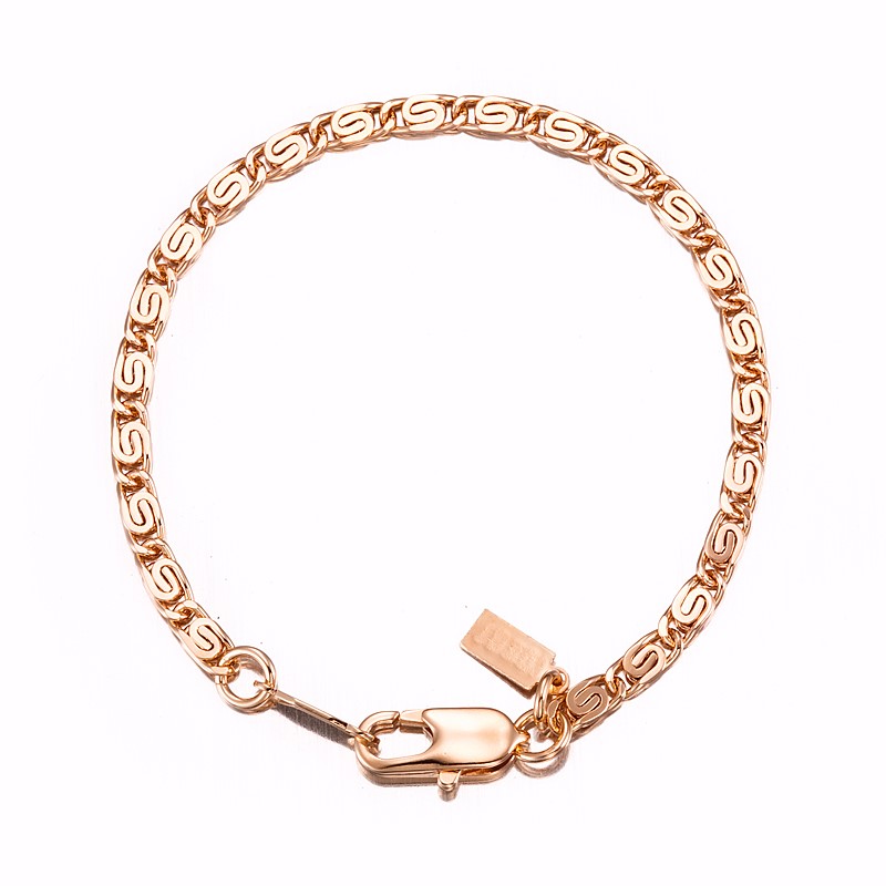 BIJ'OR-18ct Rose Gold Plated Scroll Link Bracelet Parrot Clasp-USA,RRP $59