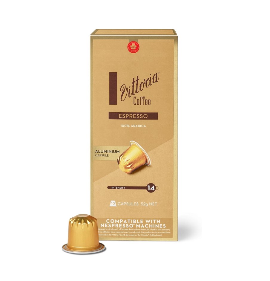 7 x Pack of 10pc VITTORIA Espresso 100% Arabica Aluminium Capsules, Intensi