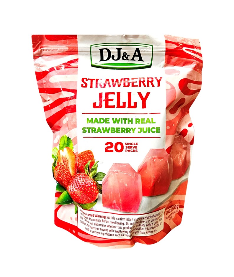 2 x Pack of 20pc DJ&A Strawberry Jelly Made from Real Strawberry, 1kg. N.B:
