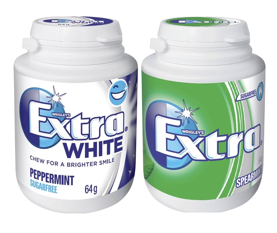 10 x Assorted WRIGLEY'S Extra Gum, 64g, Incl: 6 x White Peppermint & 4 x Sp