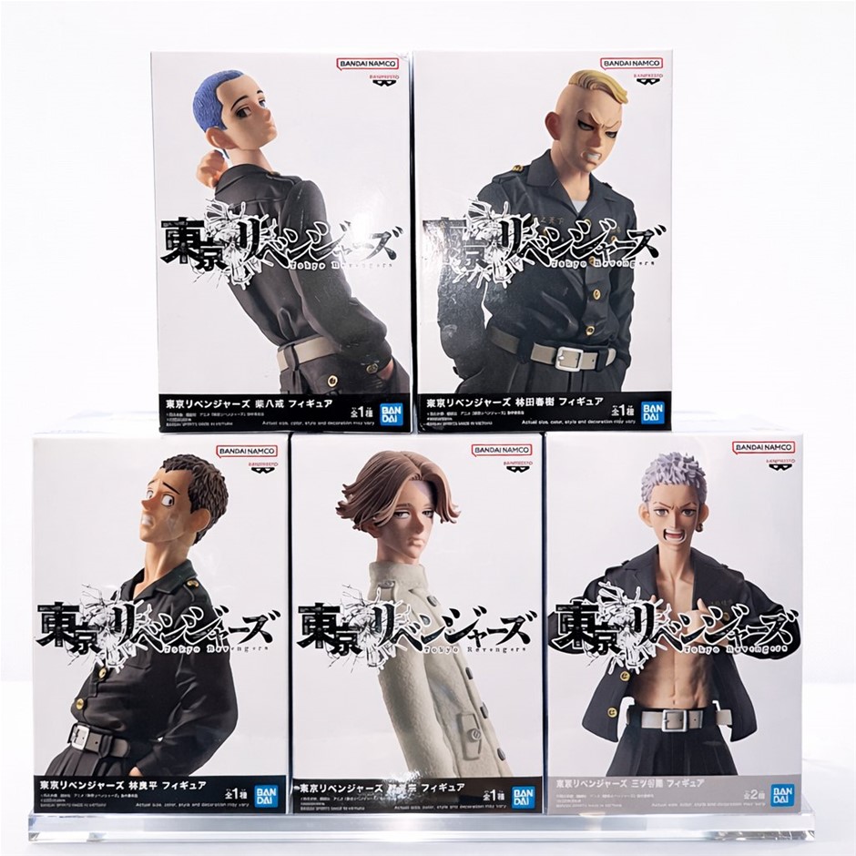 5 x TOKYO REVENGERS Banpresto Action Figures: Takashi Mitsuya (Ver.A), Seis
