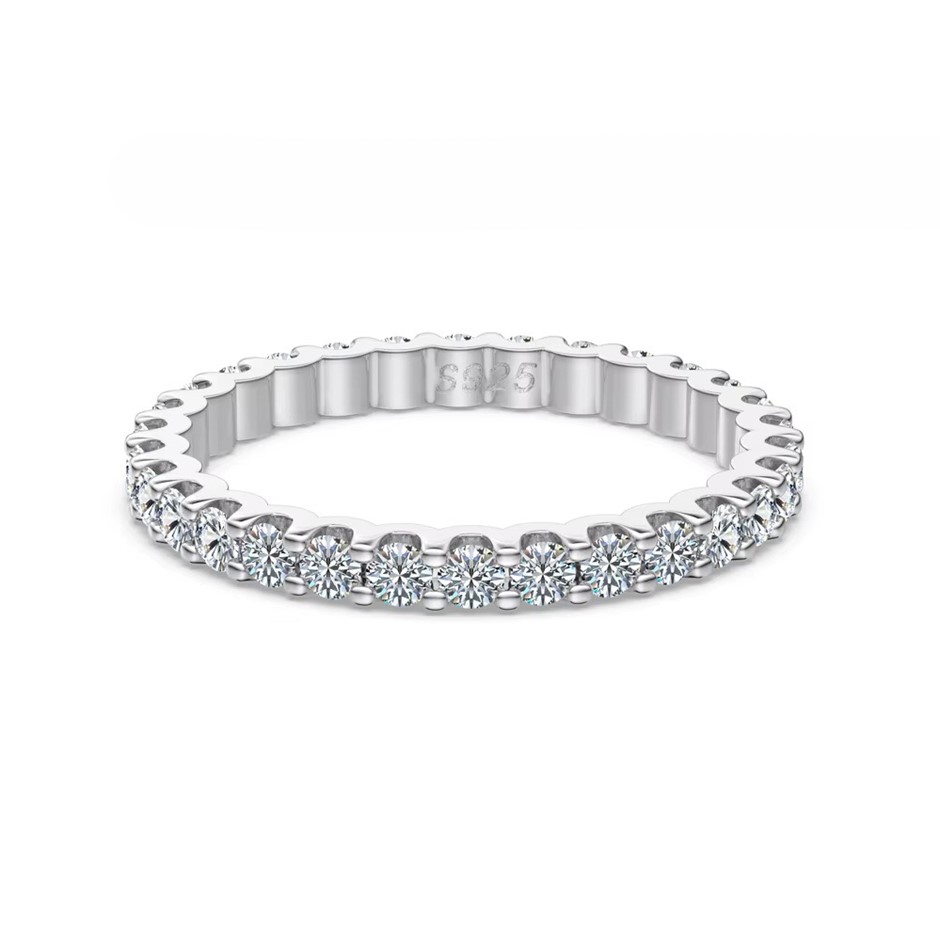 0.84ct GRA Certified Moissanite 925 Sterling Silver Band Ring - Size 6