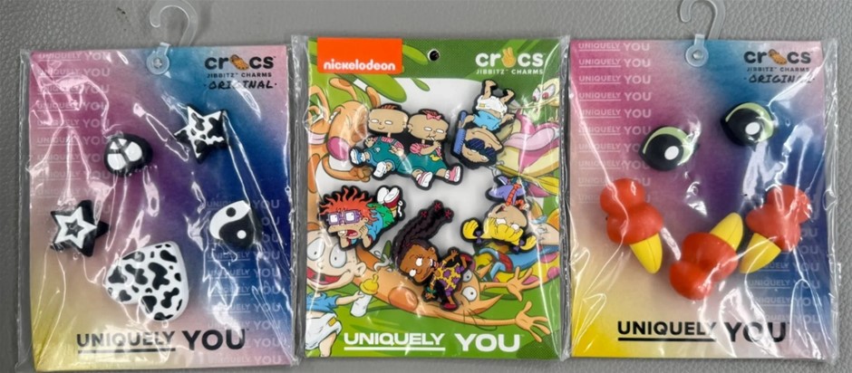 Assorted Crocs Jibbitz: Trendy Shoe Charms, Monochrome Black N White x Rugr