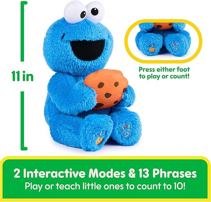 SESAME STREET Animated Peek-A-Boo Cookie Monster Plush Toy. NB: Not in orig
