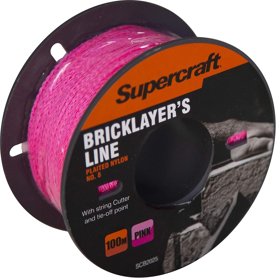5 x SUPERCRAFT Plaited Nylon No 8 Bricklines, 100 Meter Length, Pink.