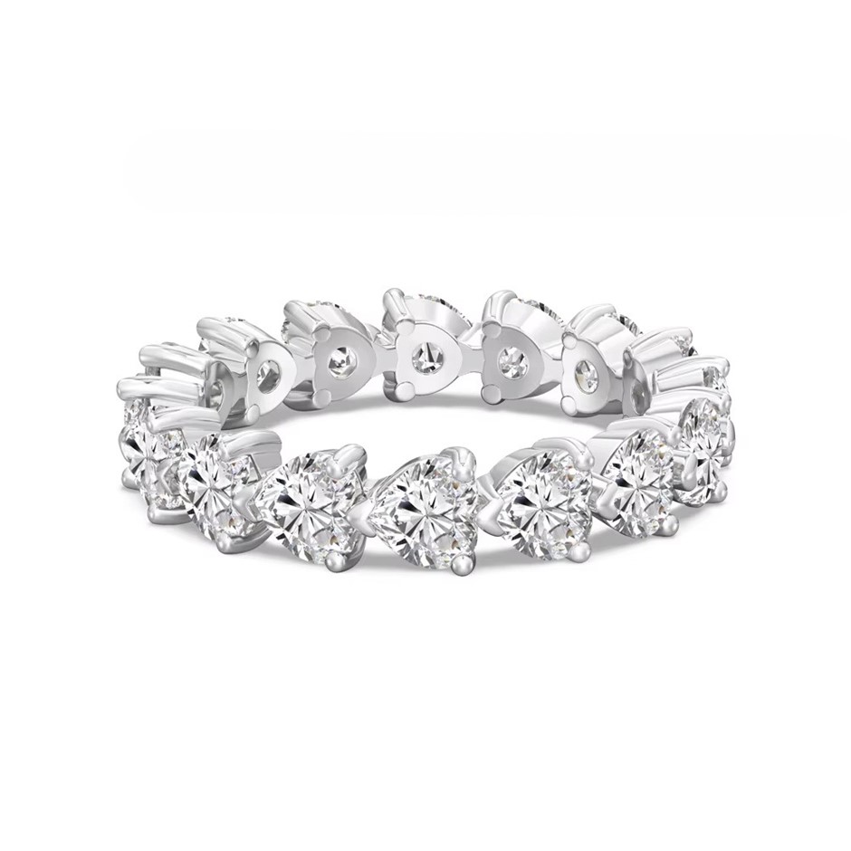 4.20ct Heart Cut GRA Certified Moissanite 925 Sterling Silver Ring - Size 8