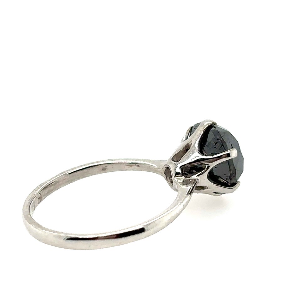 4.68ct Round Treated Black Dia. Ring 9K White Gold