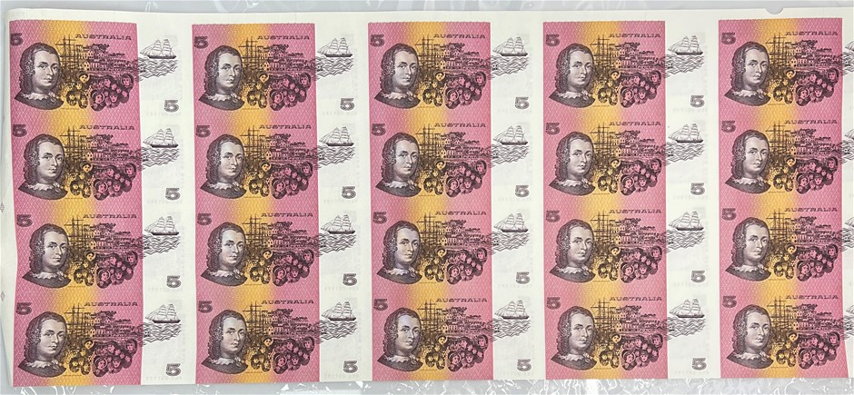 Australia $5 Banknote Uncut Sheet 1988 Issue