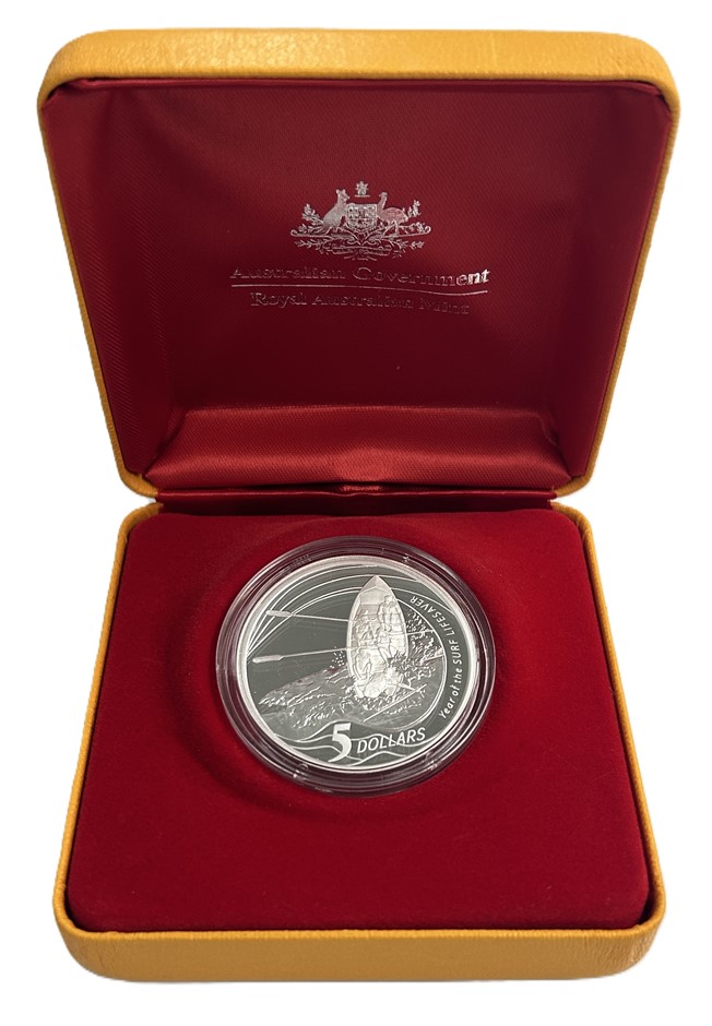 2007 Year Of The Surf Lifesaver $5 Proof Silver Coin