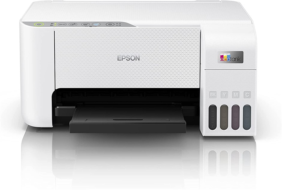 EPSON EcoTank Multifunction Printer, White, ET-2810. NB: Used.