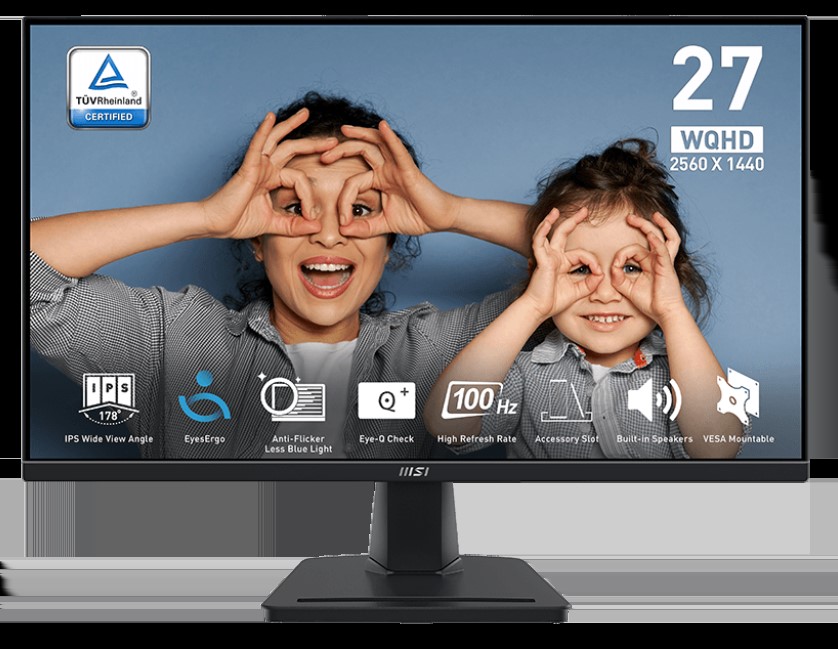 MSI PRO MP275Q 27 Inch Eye Care Ergonomic Business Computer Monitor, WQHD 2