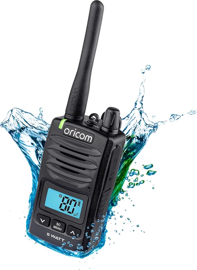 ORICOM DTX600 Waterproof IP67 5 Watt Handheld UHF CB Radio - 80 channels, D