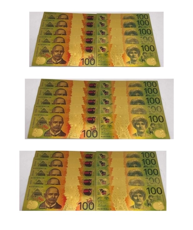 5PCS/LOT NEW AUSTRALIA GOLD BANKNOTE CARDS x 3 sets each Auction (0074 ...