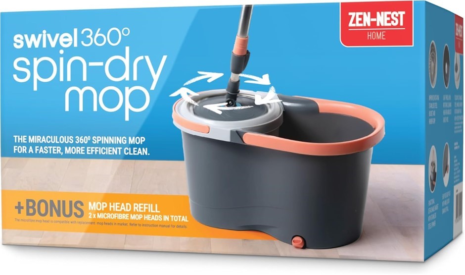 ZEN-NEST Premium Spin Mop & Head. NB: slightly damaged box.