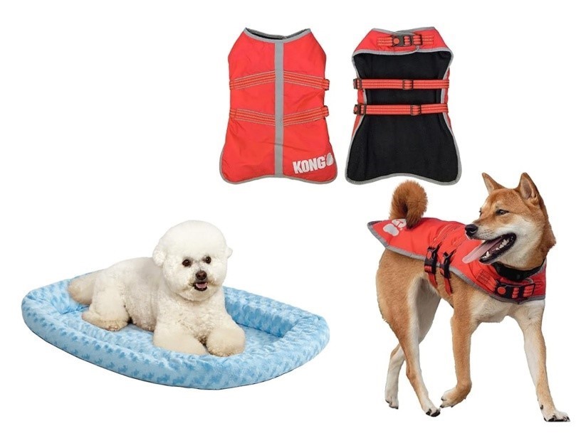 BUNDLE of 2: KONG Red Rip-Stop Blanket Coat for Dogs (Large) + MIDWEST HOME