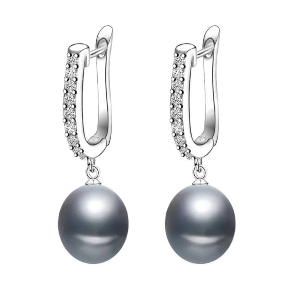 BIJ'OR - Infinity Drop Earrings Made With Genuine Grey Freshwater Pearls