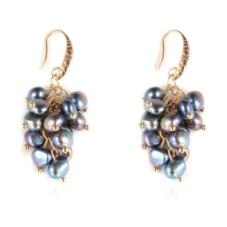 BIJ'OR - Genuine Black Freshwater Pearl Designer Cluster Dangle Drop