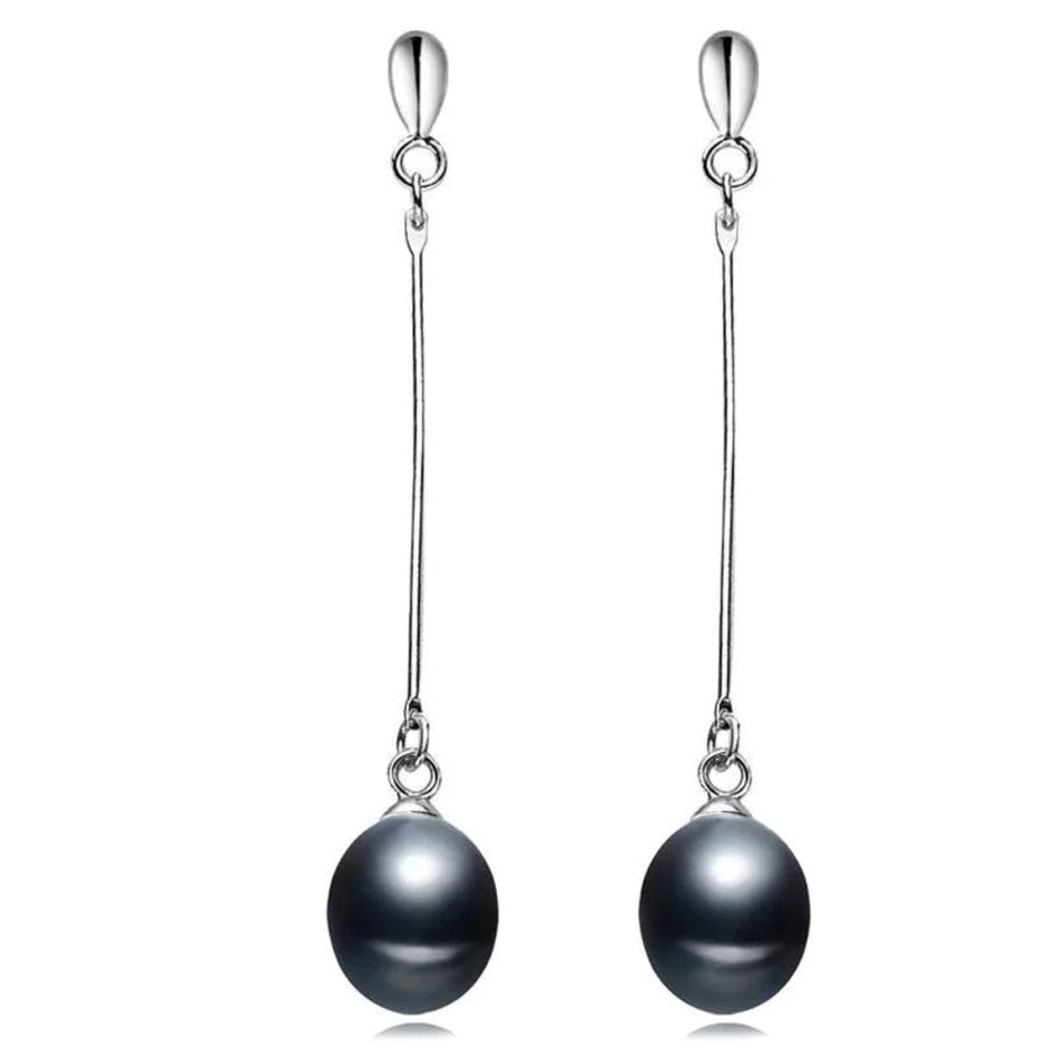 BIJ'OR - Stunning Genuine Black Freshwater Pearl Dangle Earrings, RRP $59