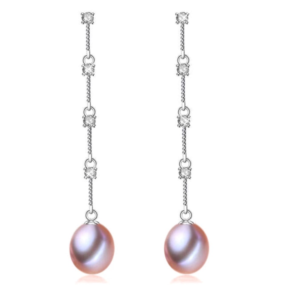 BIJ'OR - Stunning Simulated Diamond and Purple Freshwater Pearl Dangle