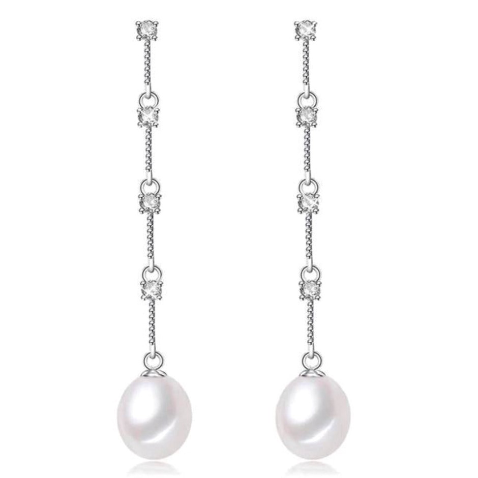BIJ'OR - Stunning Simulated Diamond and White Freshwater Pearl Dangle