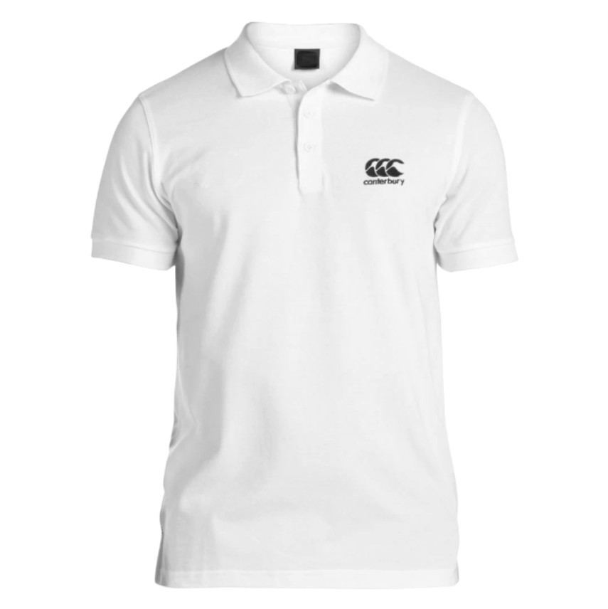 CANTERBURY Men's Anchor Polo, Size XL, 35% Cotton, White/Black (001), QA009