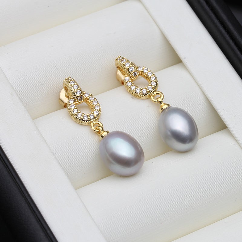 BIJ'OR - Designer White Freshwater Pearl Drop Earrings in Gold RRP $59