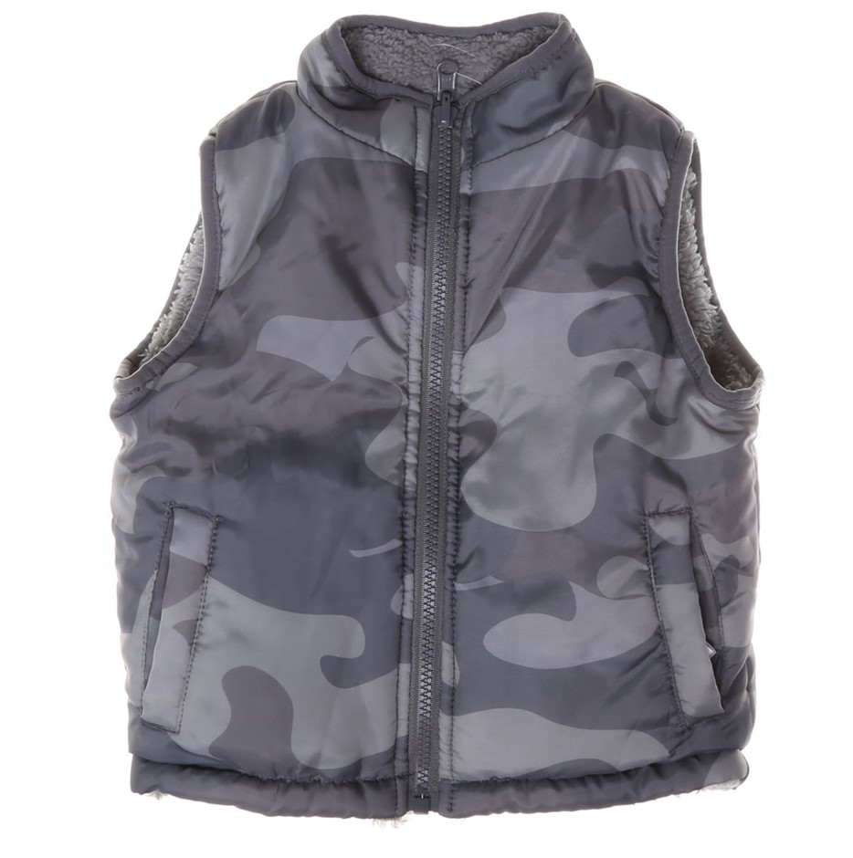 ANDY & EVAN Boy's Reversible Puffer Vest, Size 5, Polyester, Grey Camo.